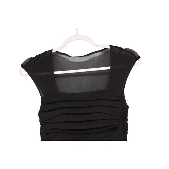 Y2K Asymmetrical Dress 10 Petite Black Chiffon Tiered Goth Grunge Ruched Formal - Picture 2 of 14